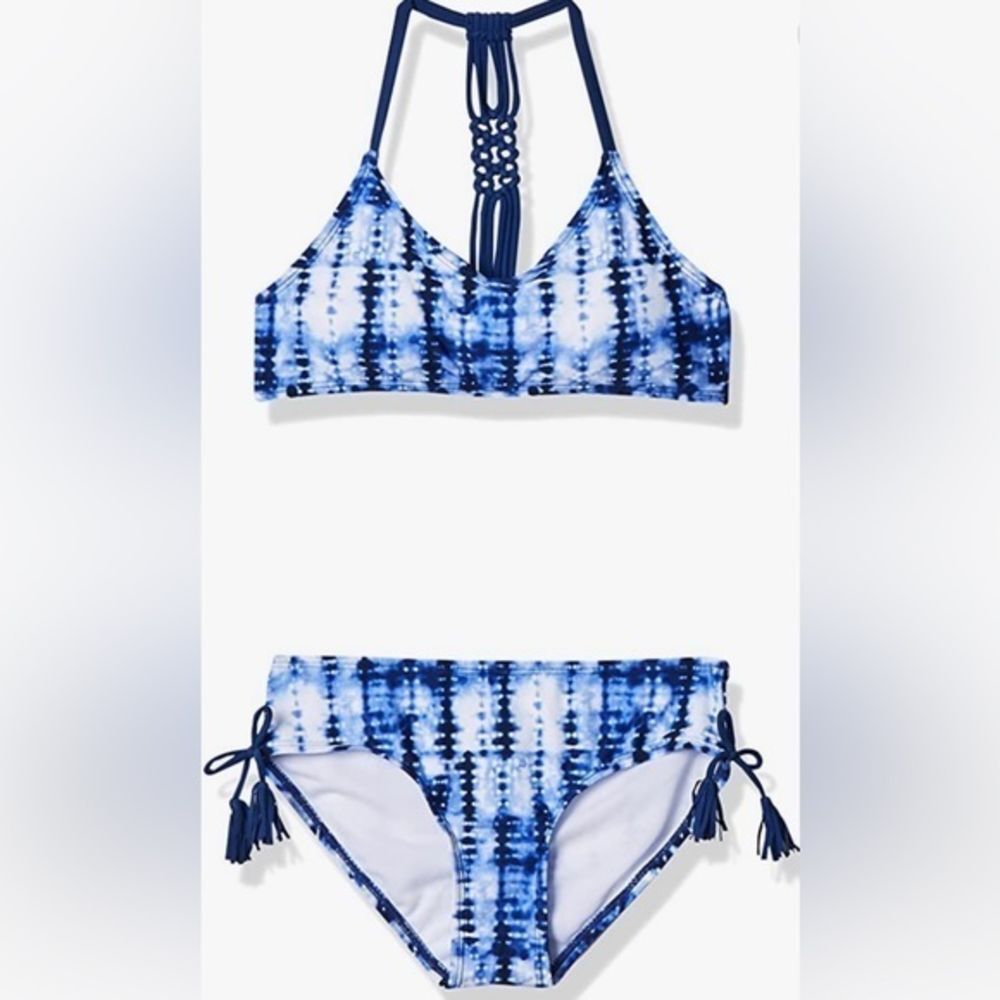 Kanu Surf Blue Girls' Willow V-Neck Bikini Beach Sport 2-Piece Swimsuit‎ Size 4